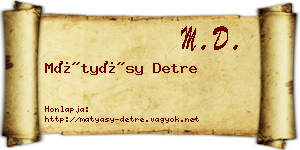 Mátyásy Detre névjegykártya